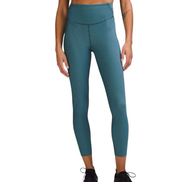 Lululemon Womens Base Pace High Rise Tight Sz 6 Ribbed 25 Two-Tone Activewear - Picture 1 of 16